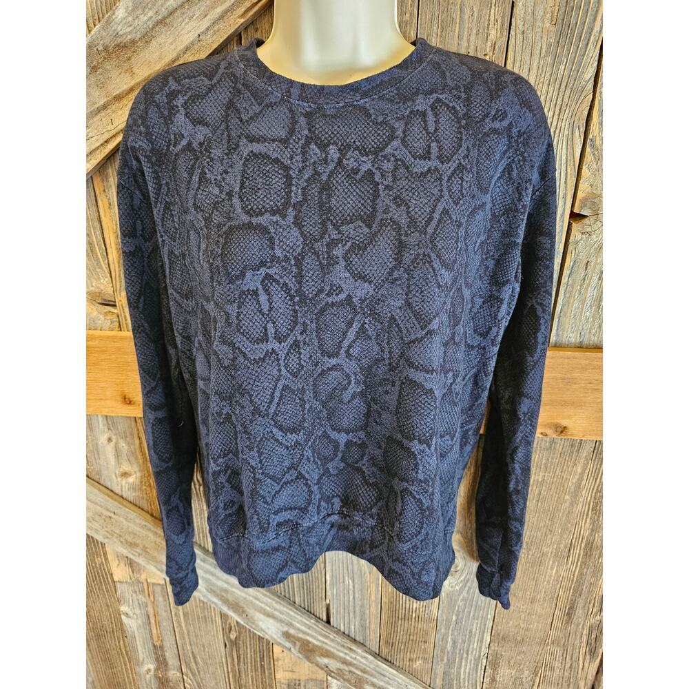 Sundry Anthropologie 0 (XS) blue snakeskin stretch SOFT crop oversized sweater_